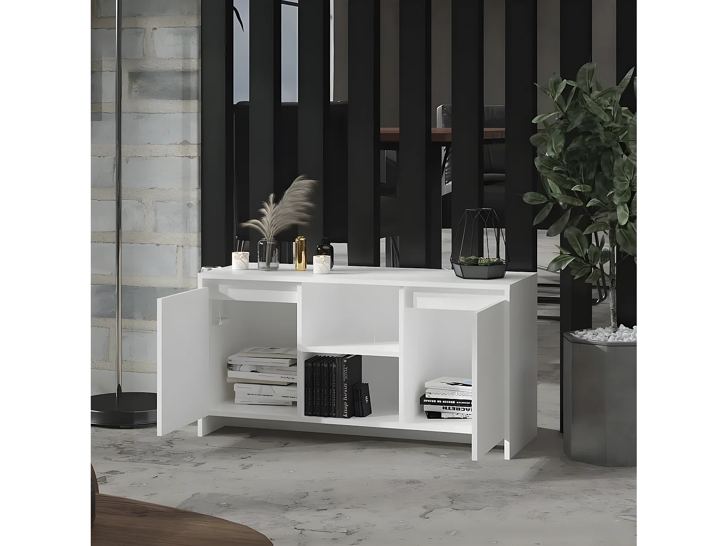 Mueble TV blanco aglomerado 102x37,5x52,5 cm