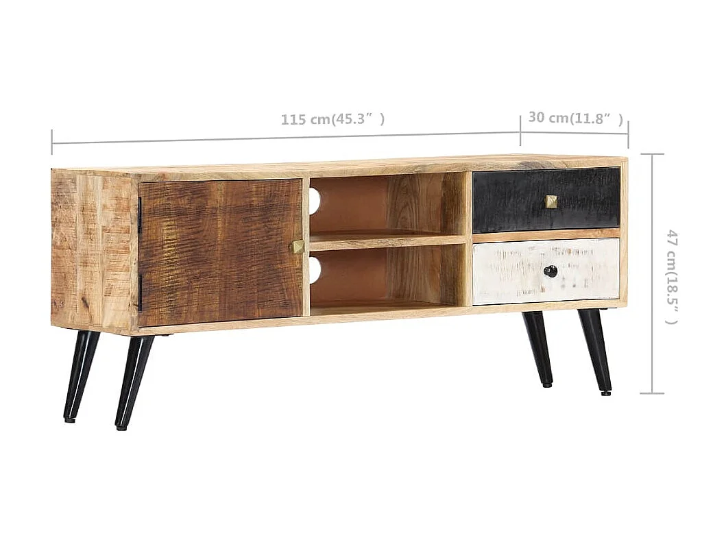 Meuble TV 115 x 30 x 47 cm Bois massif de manguier