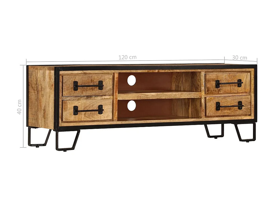 Meuble TV avec tiroirs 120 x 30 x 40 cm Bois massif de manguier