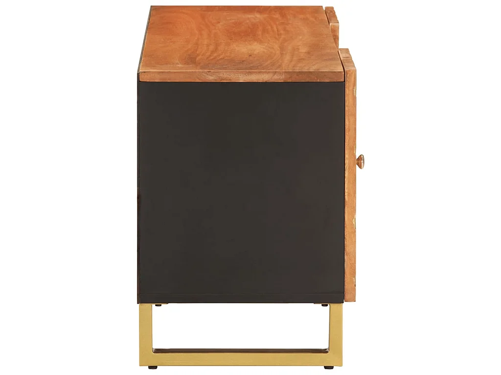 Mobile TV marrone e nero 105x33,5x46 cm in legno massello di mango