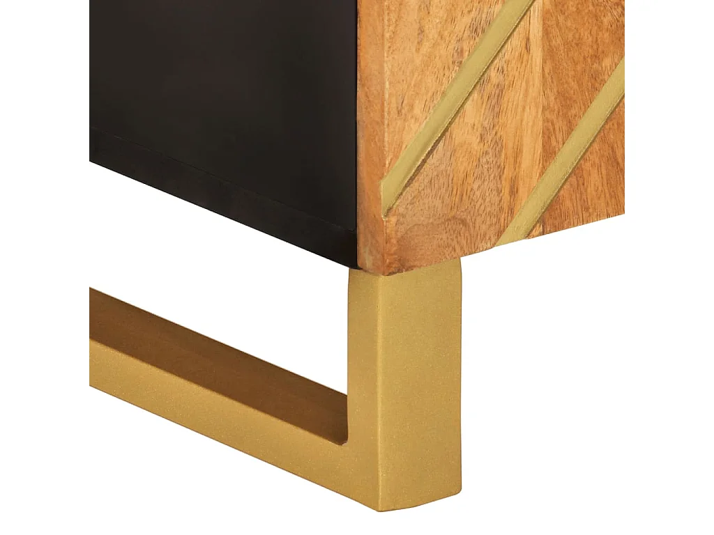 Mobile TV marrone e nero 105x33,5x46 cm in legno massello di mango