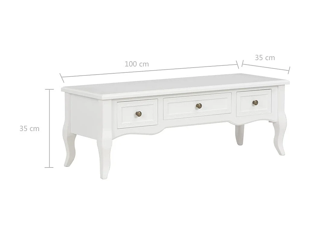 Meuble TV Blanc 100 x 35 x 35 cm Bois