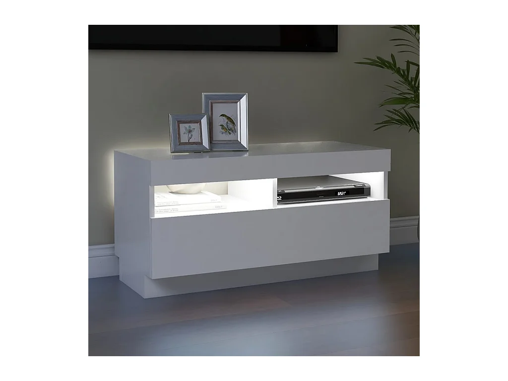 TV-meubel met witte LED-verlichting 80x35x40 cm