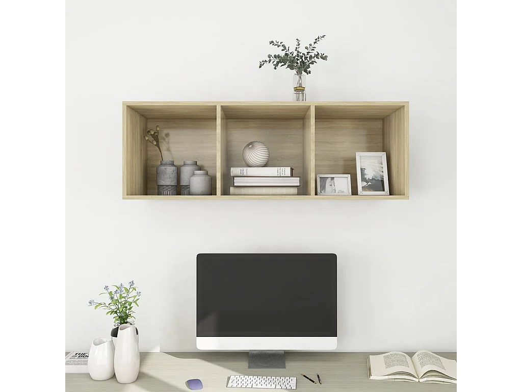 Mobile TV a parete Rovere Sonoma 37x37x107 cm Truciolare