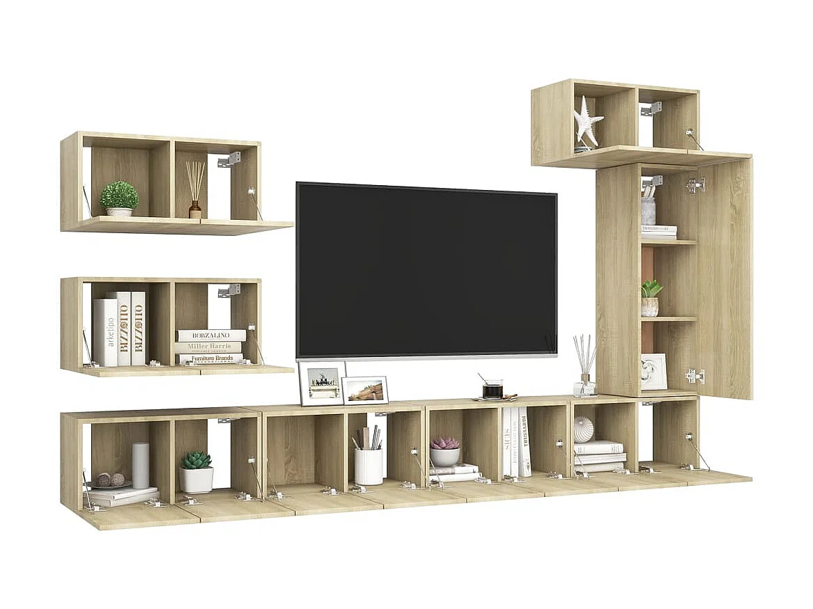 Ensemble de meuble TV 8 pcs Chêne sonoma Aggloméré