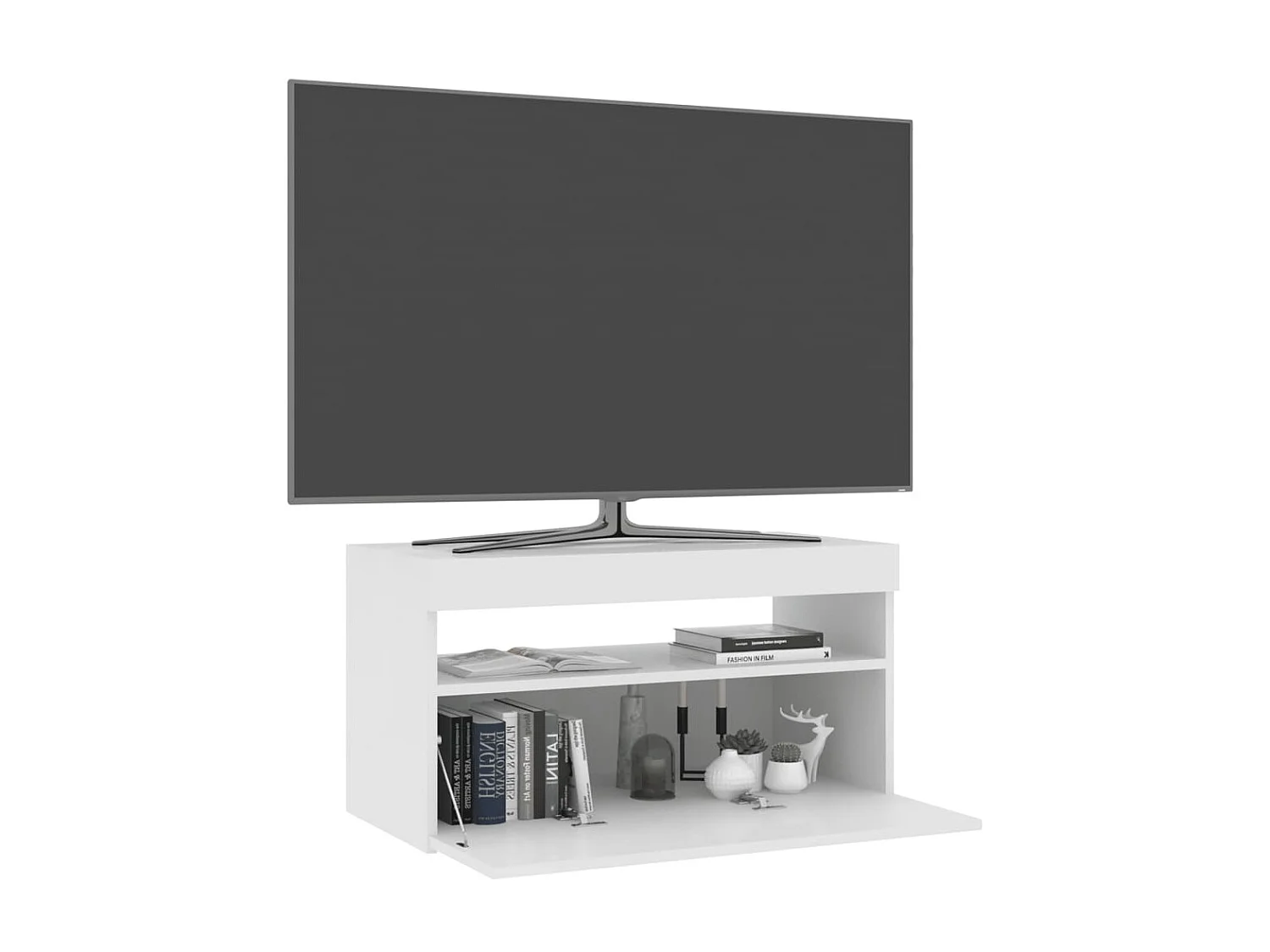 Meuble TV avec lumières LED Blanc 75x35x40 cm