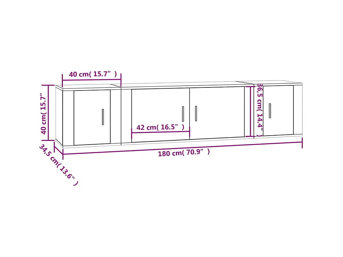 Ensemble de meubles TV 3 pcs Chêne fumé Bois d'ingénierie