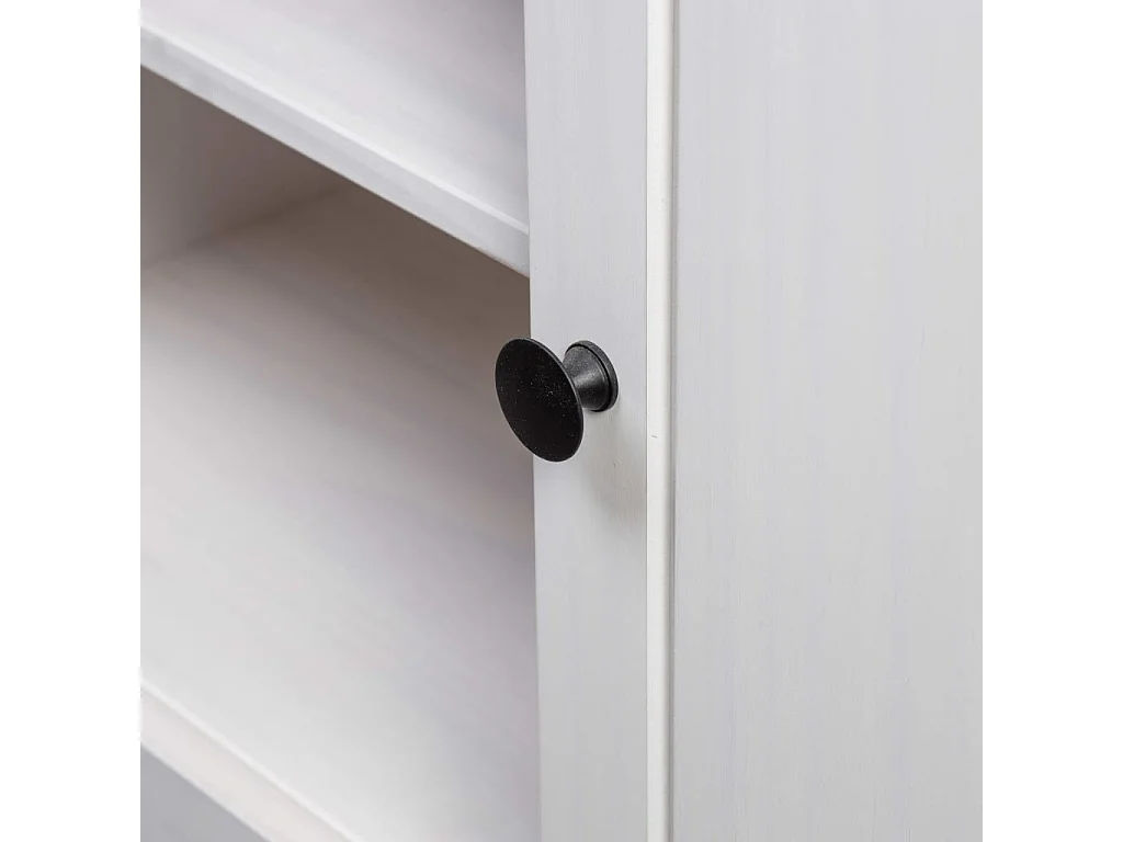 Meuble TV Blanc 120x40x50 cm Bois de pin massif Gamme Panama