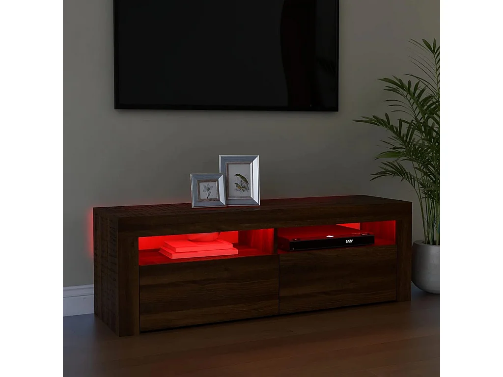 Meuble TV avec lumières LED chêne marron 120x35x40 cm