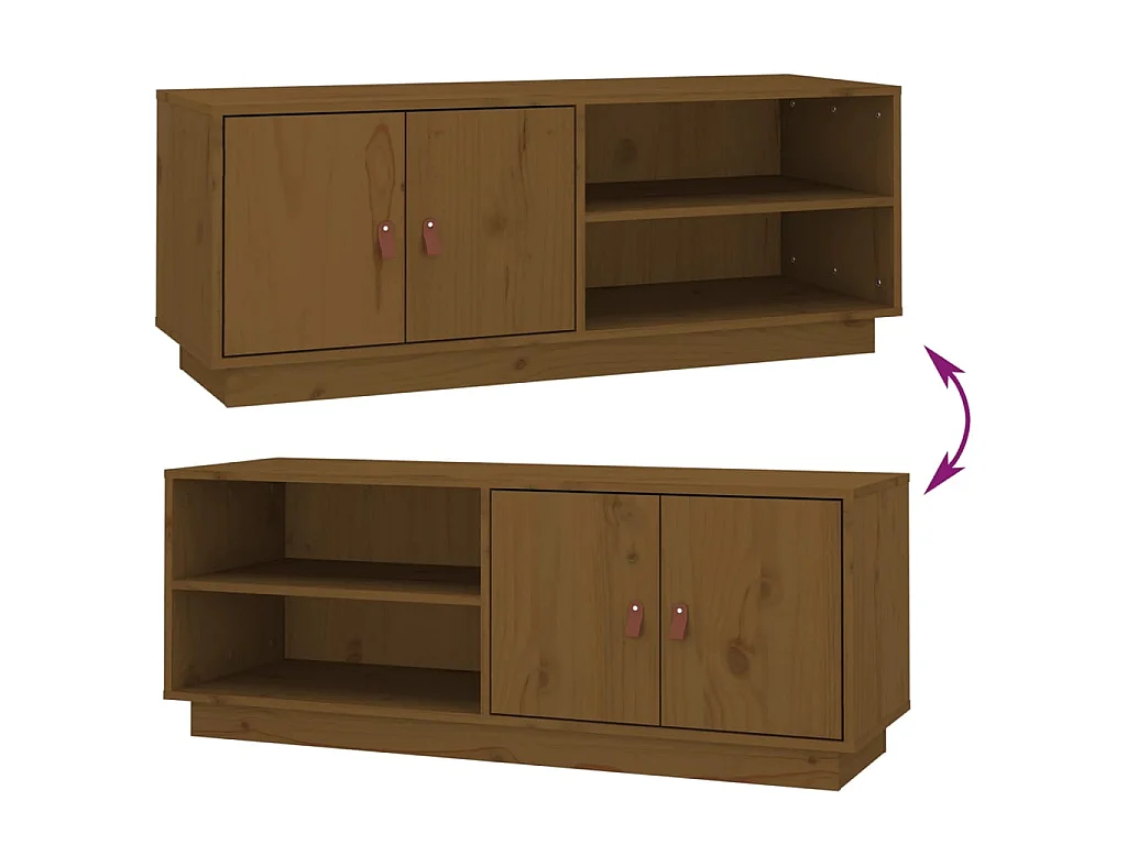 Meuble TV Marron miel 105x34x40 cm Bois de pin massif