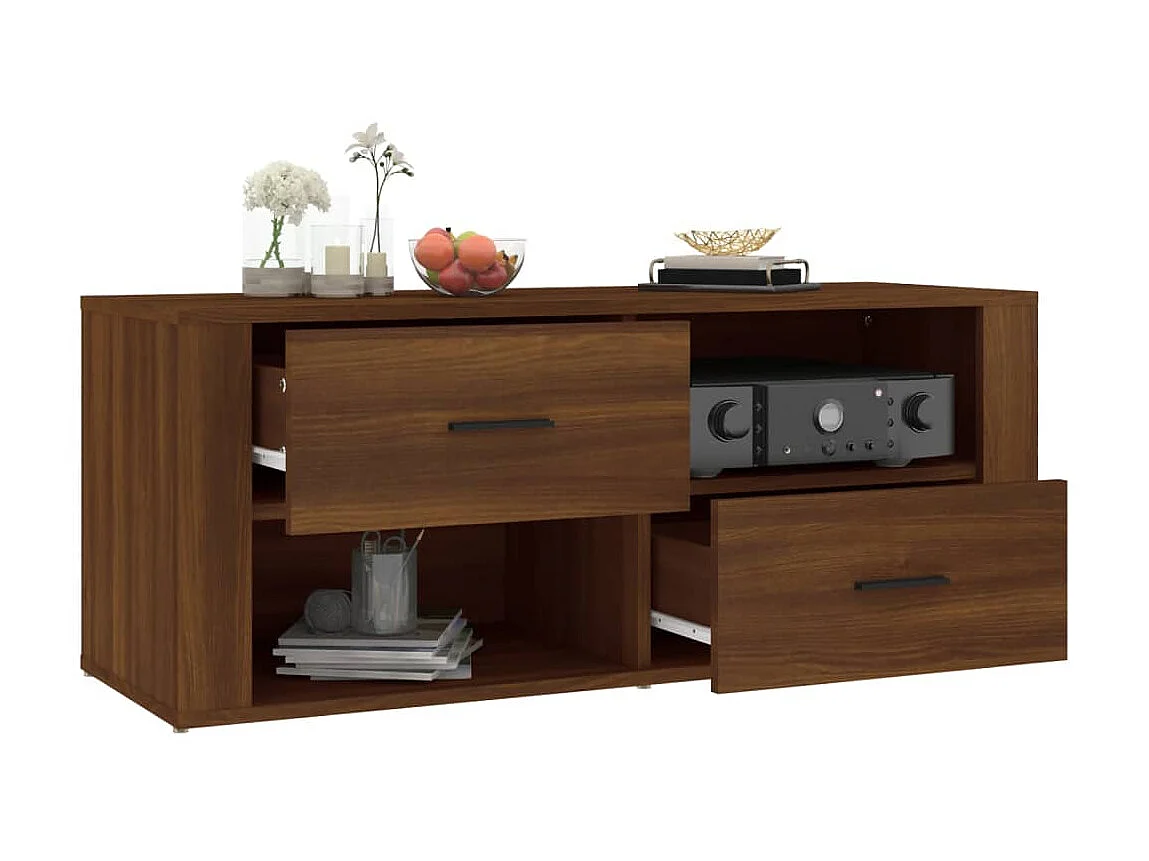 Meuble TV Chêne marron 100x35x40 cm Bois d'ingénierie