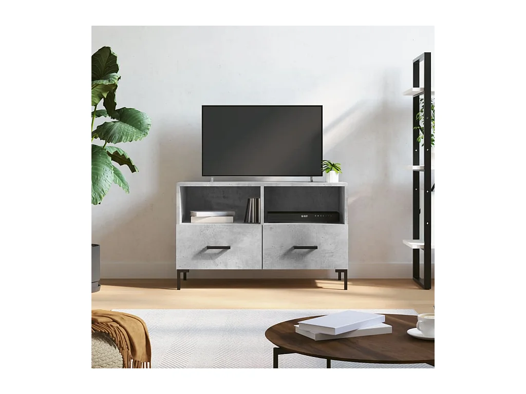 Meuble TV Gris béton 80x36x50 cm Bois d'ingénierie