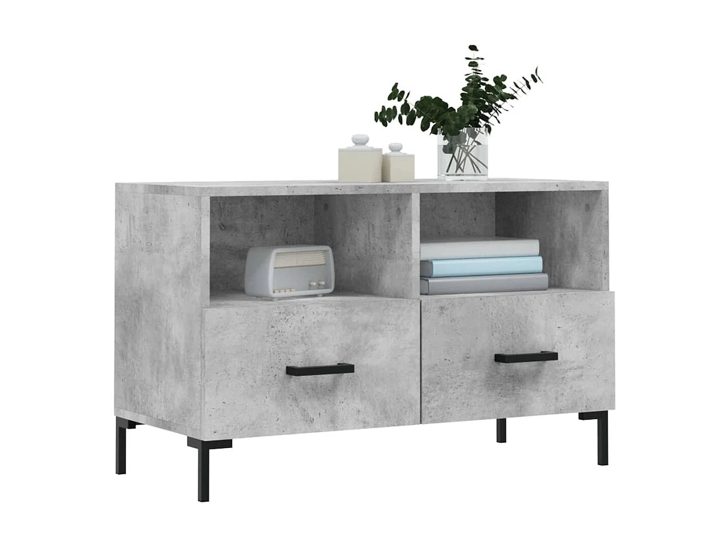 Meuble TV Gris béton 80x36x50 cm Bois d'ingénierie