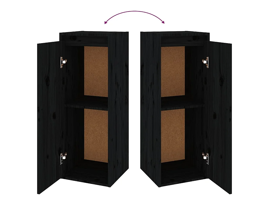 Meubles TV 6 pcs Noir Bois massif de pin