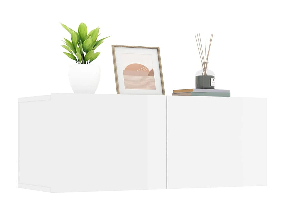 Meubles TV 2 pcs Blanc brillant 80x30x30 cm Bois d'ingénierie