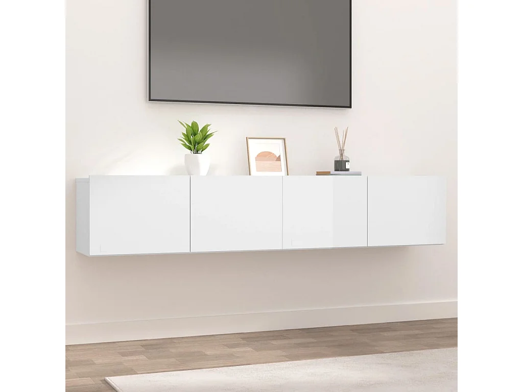 Meubles TV 2 pcs Blanc brillant 80x30x30 cm Bois d'ingénierie