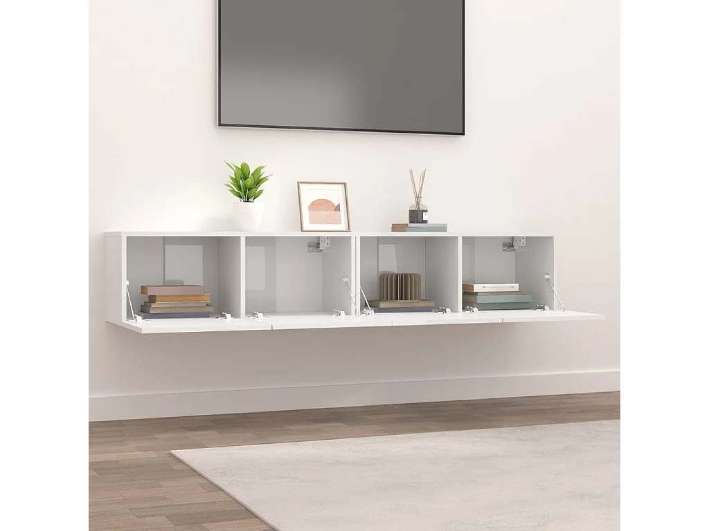 Meubles TV 2 pcs Blanc brillant 80x30x30 cm Bois d'ingénierie