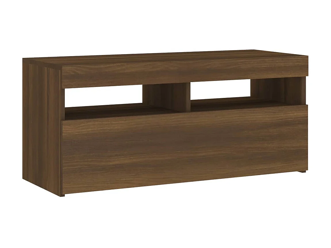TV-Schrank mit LED-Leuchten, braune Eiche, 90 x 35 x 40 cm