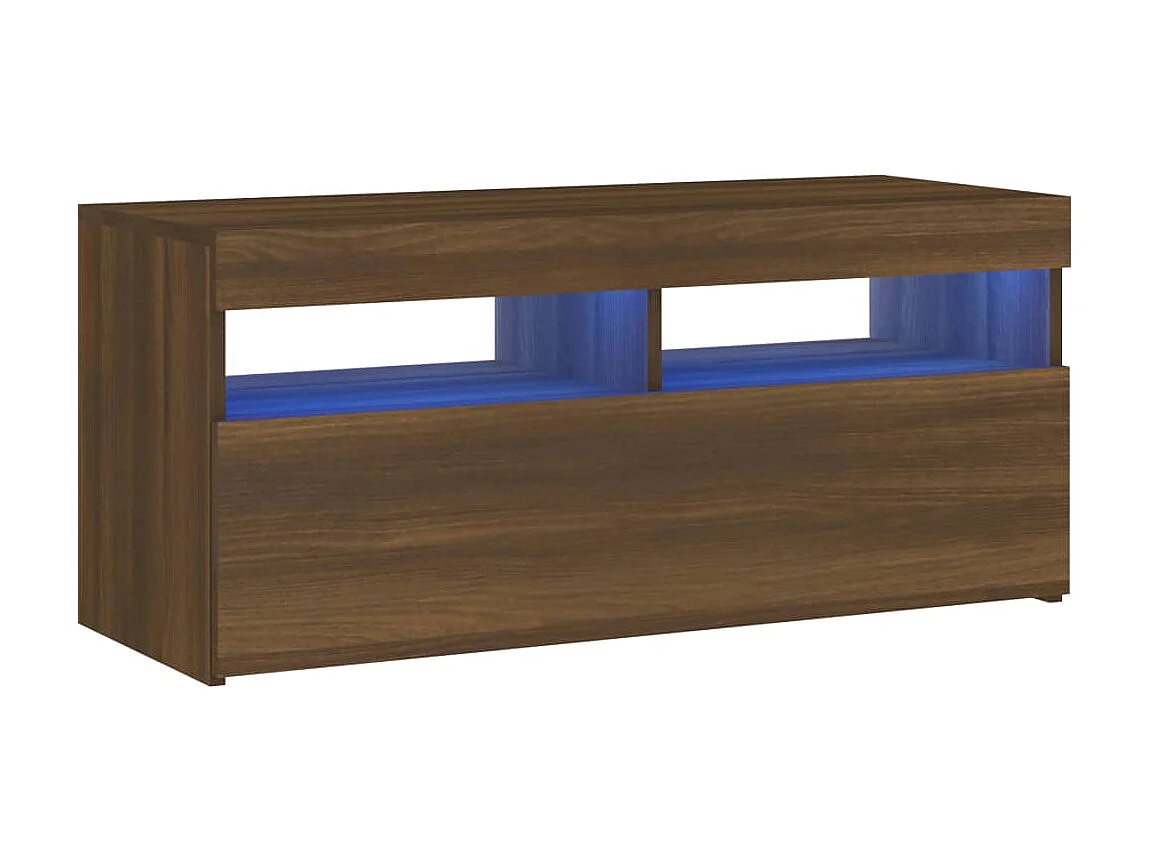 Meuble TV avec lumières LED Chêne marron 90x35x40 cm