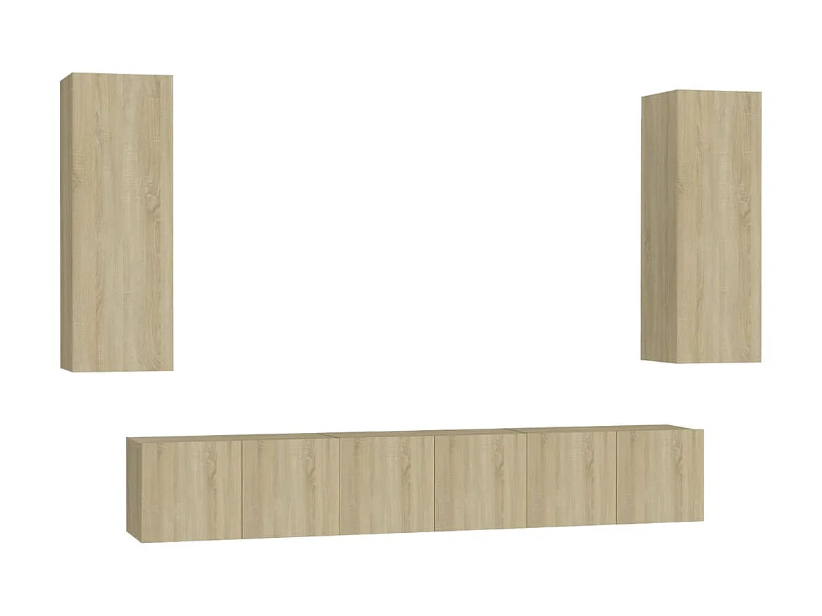 Ensemble de meubles TV 5 pcs Chêne sonoma Aggloméré