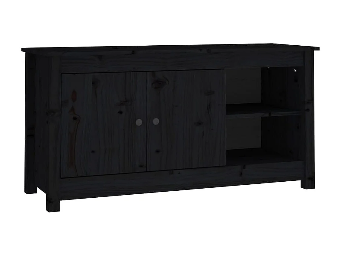 Meuble TV Noir 103x36,5x52 cm Bois de pin massif