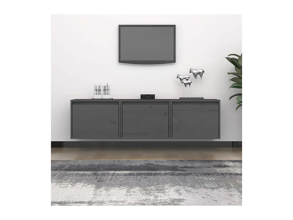 Meubles TV 3 pcs Gris Bois massif de pin