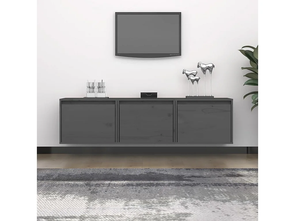 Meubles TV 3 pcs Gris Bois massif de pin