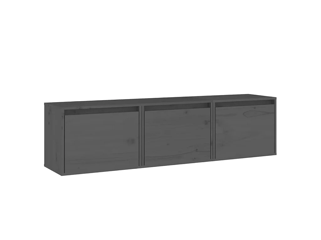 Meubles TV 3 pcs Gris Bois massif de pin