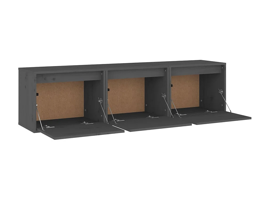 Meubles TV 3 pcs Gris Bois massif de pin