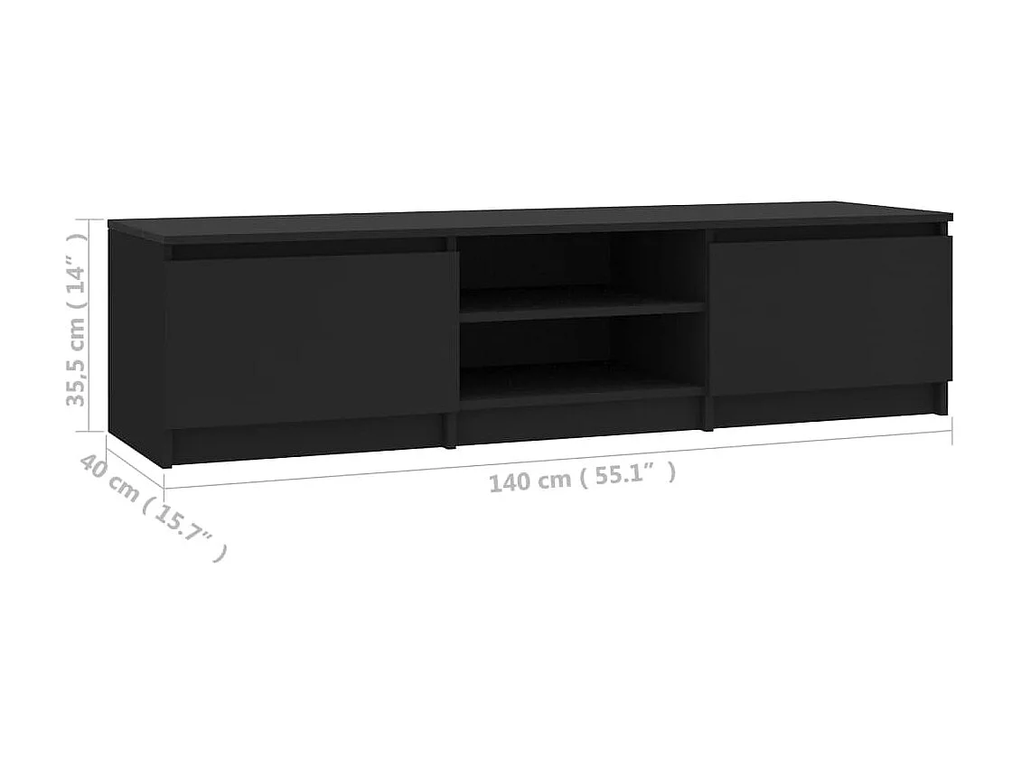 Mueble TV Aglomerado Negro 140x40x35,5 cm