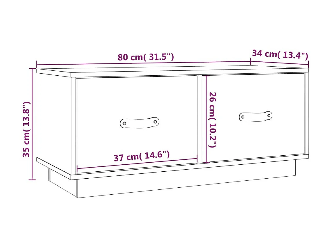 Meuble TV Marron miel 80x34x35 cm Bois de pin massif