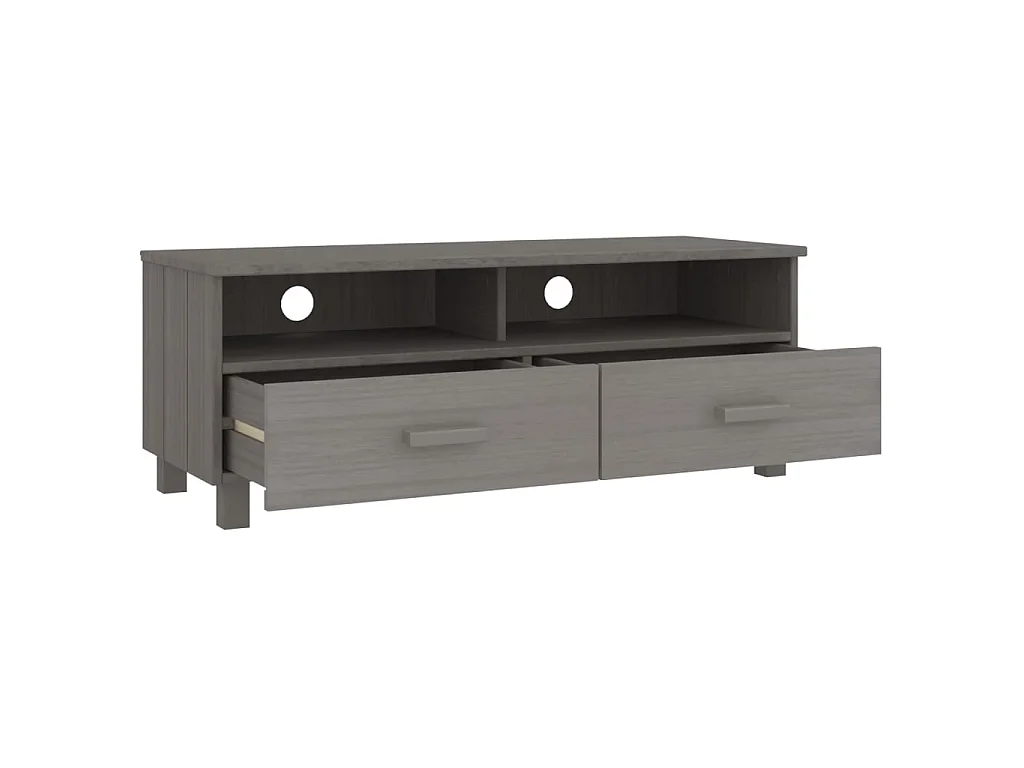 Meuble TV HAMAR Gris clair 106x40x40 cm Bois massif de pin