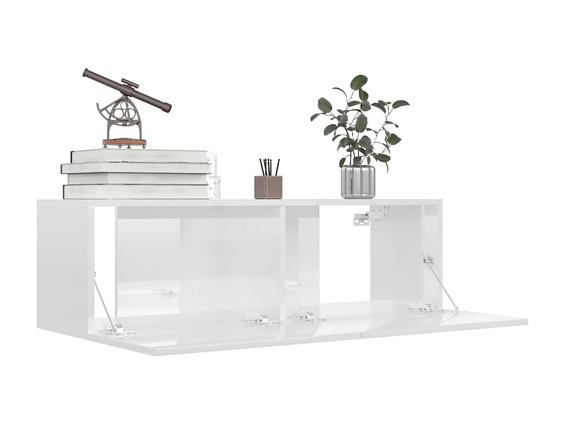 Móvel TV branco brilhante 100x30x30 cm aglomerado