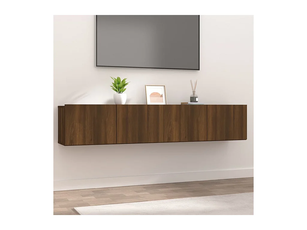 TV-meubel 2 stuks Bruin eiken 80x30x30 cm Bewerkt hout