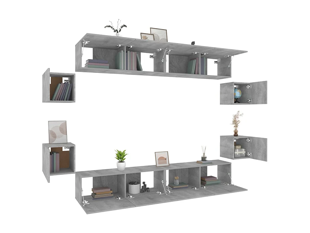 Ensemble de meubles TV 8 pcs Sonoma gris Bois d'ingénierie