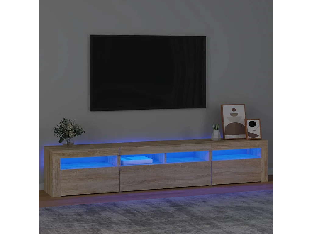 Mobile TV con luci LED Rovere Sonoma 210x35x40 cm