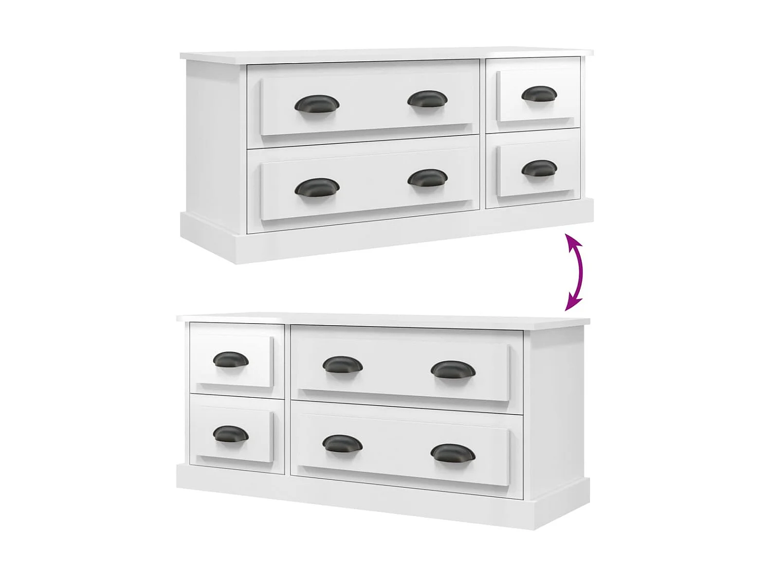 Meuble TV blanc brillant 100x35,5x45 cm bois d'ingénierie