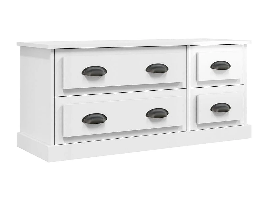 Meuble TV blanc brillant 100x35,5x45 cm bois d'ingénierie