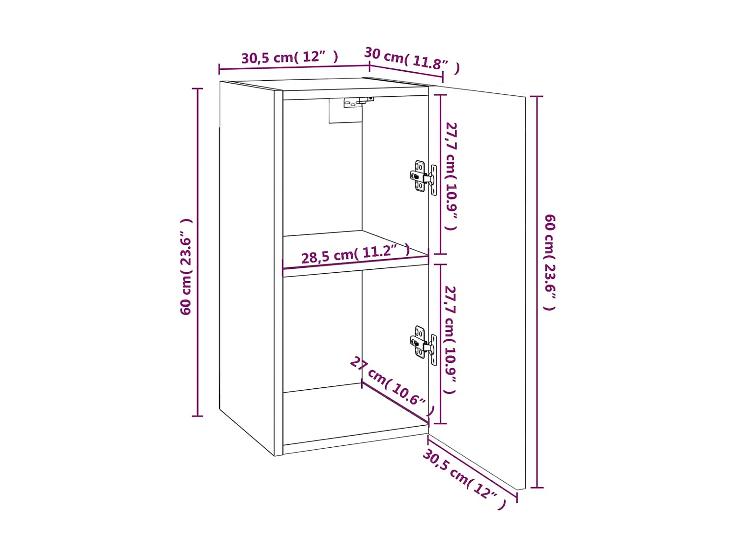 Mobile TV Sonoma grigio 30,5x30x60 cm MDF