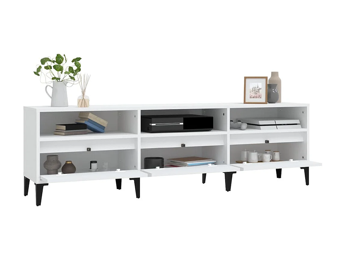 Meuble TV blanc 150x30x44,5 cm bois d'ingénierie