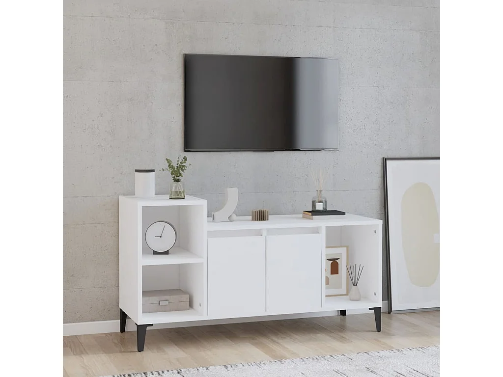 Meuble TV Blanc 100x35x55 cm Bois d'ingénierie