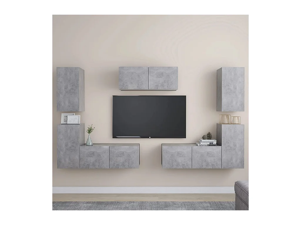 Set mobili TV 7 pz. Truciolare grigio cemento