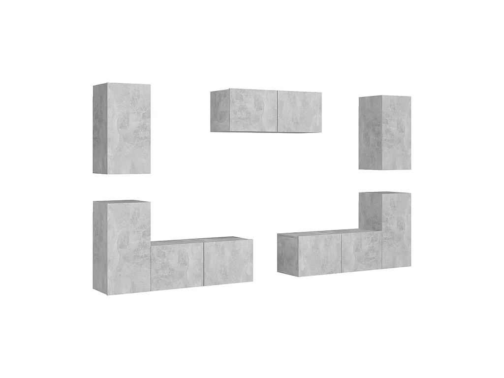 Set mobili TV 7 pz. Truciolare grigio cemento