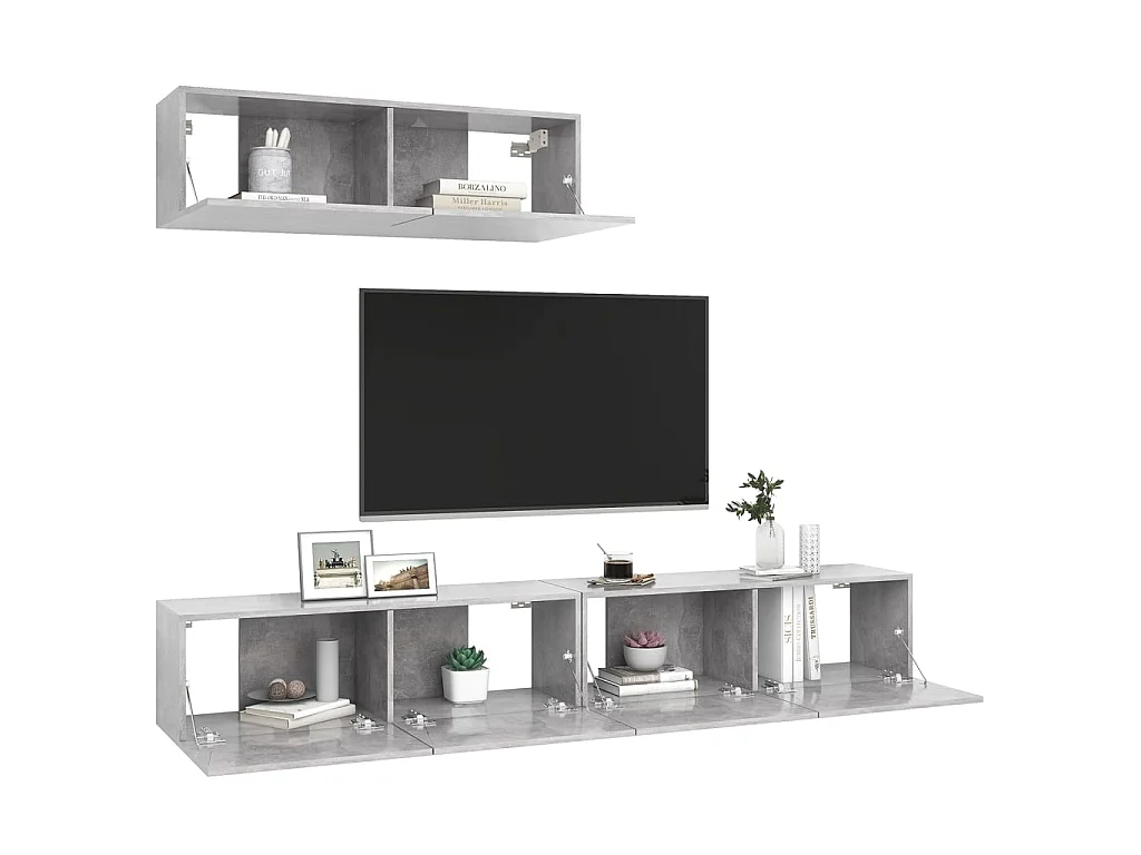 Mueble TV 3 piezas Aglomerado gris hormigón