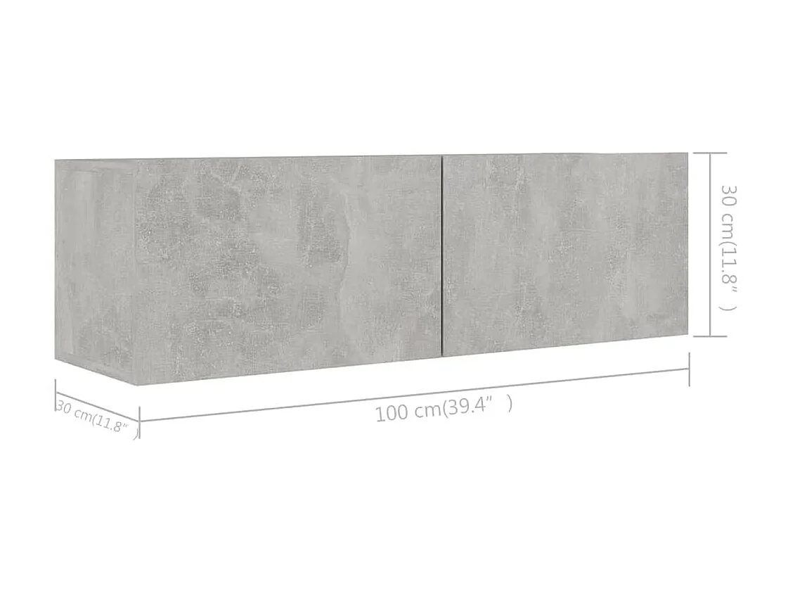 Meubles TV 3 pcs Gris béton Aggloméré