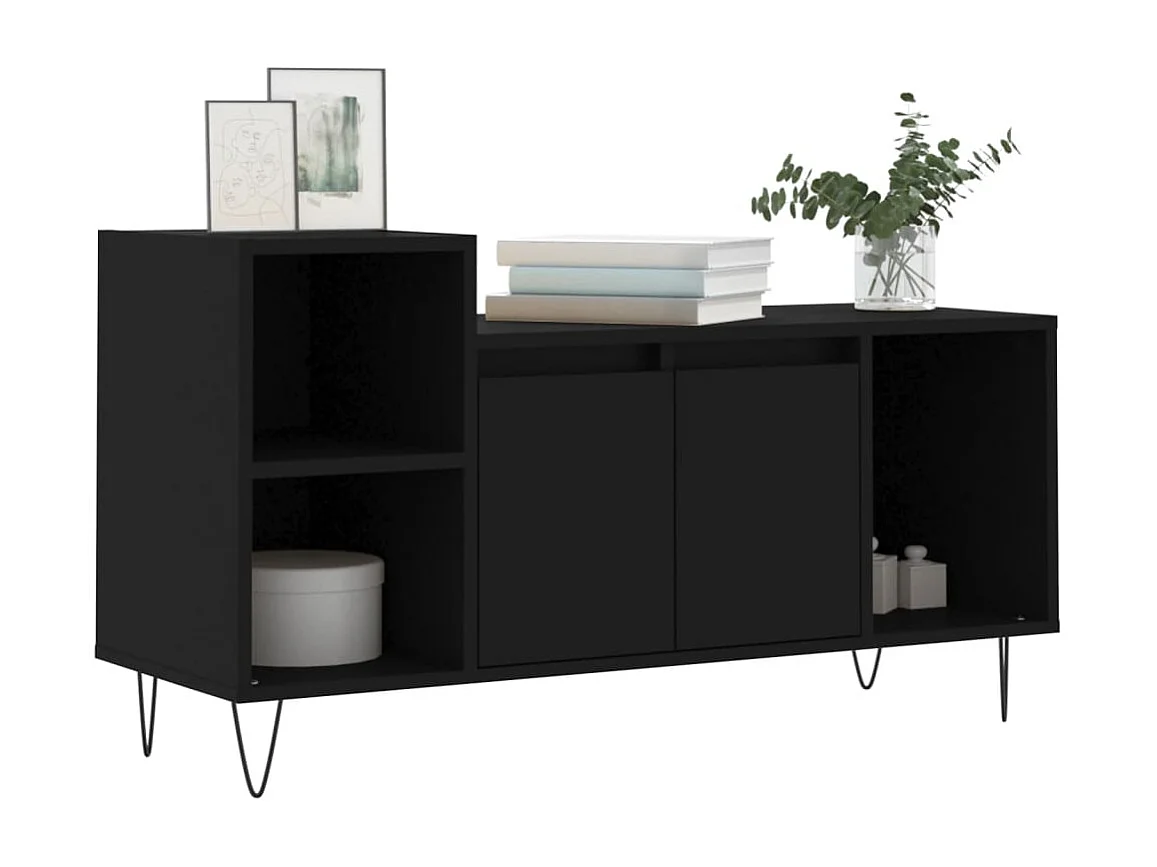 Mueble TV negro 100x35x55 cm Madera contrachapada