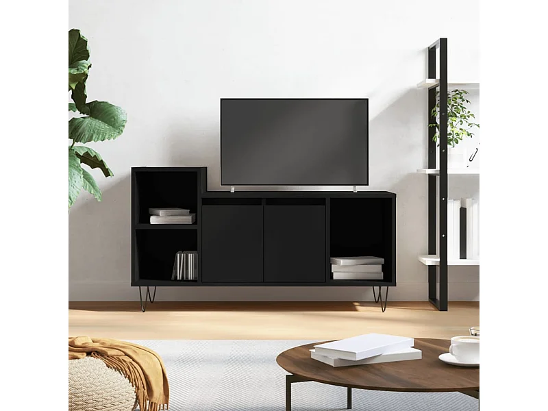 Zwart TV-meubel 100x35x55 cm Bewerkt hout