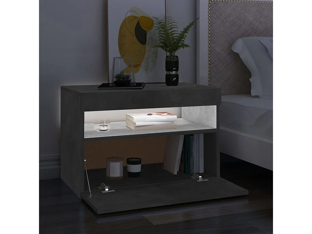 Móvel de TV com luzes LED cinza concreto 60x35x40 cm