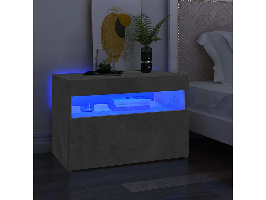 Móvel de TV com luzes LED cinza concreto 60x35x40 cm