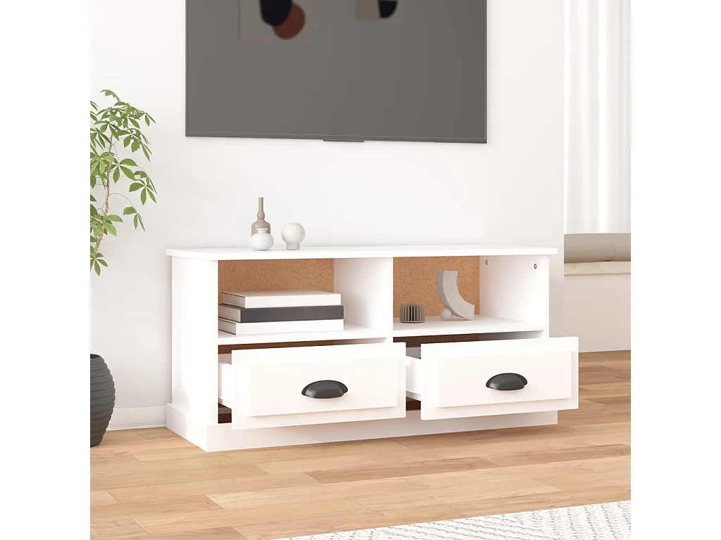 Meuble TV blanc 93x35,5x45 cm bois d'ingénierie